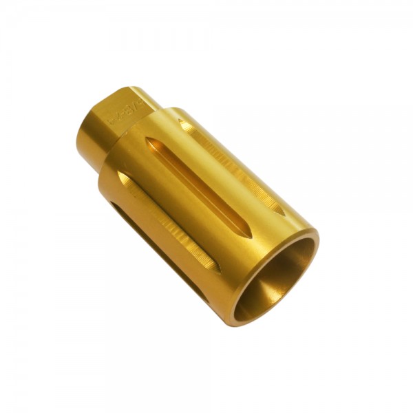 AR-10/LR-308 Flash Can Muzzle Brake - Aluminum - Gold 