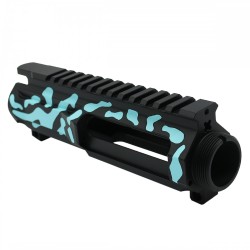 CERAKOTE CAMO| AR-15/47/9/300 Billet Upper Receiver|Black and Robins Egg (Made in USA) CERAKOTE CAMO| AR-15/47/9/300 Billet Upper Receiver|Black and Robins Egg (Made in USA)