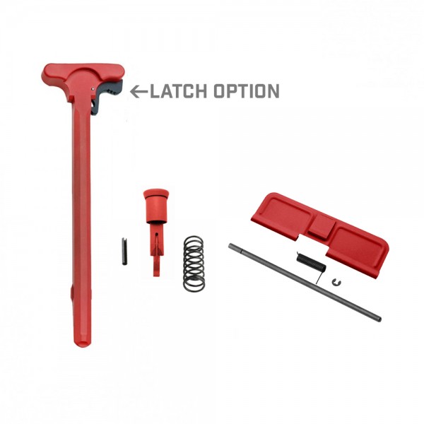 AR-15 Charging Handle Forward Assist and Ejection Cover Door COMBO Cerakote RED with LATCH OPTION