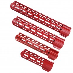 AR-15 Custom USA Made M-Lok Super Slim Light Free Float Handguard - Cerakote Red (LENGTH OPTION)