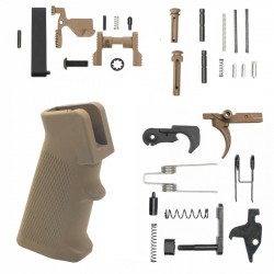 AR-15 Lower Parts Kit w/ Cerakote FDE (SAFETY AND GRIP OPTION)