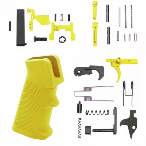 AR-15 Lower Parts Kit w/ Cerakote LEMON ZEST (SAFETY AND GRIP OPTION)