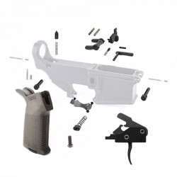 Lower Parts Kit with OD GREEN Magpul Grip and USA Made Drop In Trigger