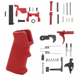 AR-15 Lower Parts Kit w/ Cerakote Red (SAFETY AND GRIP OPTION)