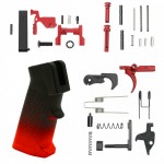 CERAKOTE GRADIENT RED| AR-15 Lower Receiver Parts Kit W/ Safety Option