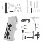 AR-15 Lower Parts Kit w/ Cerakote Bright White Camo Grip (SAFETY OPTION)