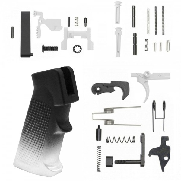 CERAKOTE GRADIENT WHITE| AR-15 Lower Receiver Parts Kit W/ Safety Option