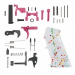 AR-15 Lower Parts Kit w/ Cerakote BRIGHT WHITE Splatter Grip (COLOR OPTION)