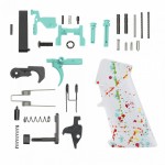 AR-15 Lower Parts Kit w/ Cerakote BRIGHT WHITE Splatter Grip (COLOR OPTION)