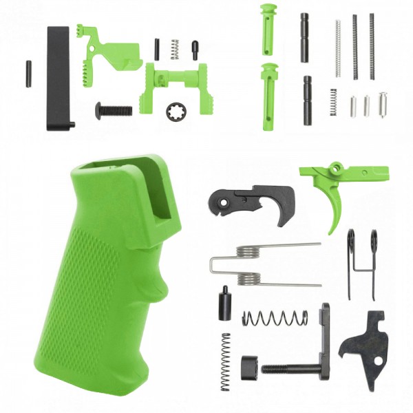 AR-15 Lower Parts Kit w/ Cerakote ZOMBIE GREEN (SAFETY AND GRIP OPTION)