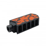 CERAKOTE CAMO| AR-15/.223/5.56 Barrett Style "Tanker" Extended Length Muzzle Brake with Jam Nut| Black and Hunter Orange