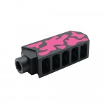 CERAKOTE CAMO| AR-15/.223/5.56 Barrett Style "Tanker" Extended Length Muzzle Brake with Jam Nut| Black and Pink