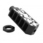 CERAKOTE CAMO| AR-15/.223/5.56 Barrett Style "Tanker" Extended Length Muzzle Brake with Jam Nut| Black and Bright White