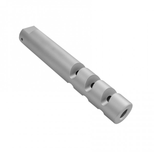 AR-9/9x19 6" Muzzle Brake with Six Ports for 1/2"x36 Pitch -Silver 