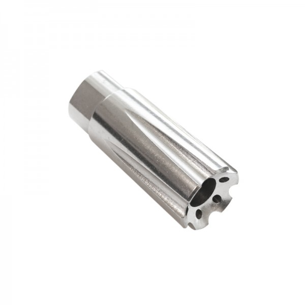 AR-9 Low Concussion Muzzle Brake Compensator for 1/2"x36 Pitch TPI - 6 ports - Stainless Steel 