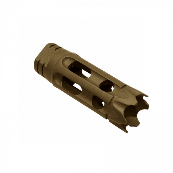 AR-15 Custom ported muzzle brake “The castle” for 1/2x28 pitch -Cerakote Burnt Bronze 