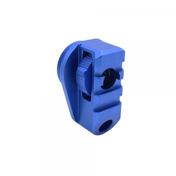Aluminum Bufferless Stock Adapter- QD hole and Picatinny Rail - Blue 