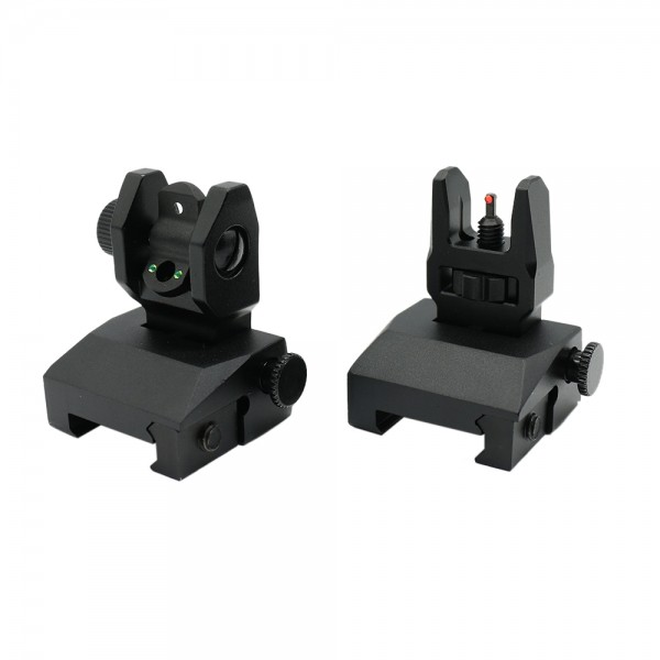 AR- Fiber Optics- Flip Up Front & Rear Sights with Red and Green Dots