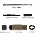 CERAKOTE FLAT DARK EARTH | AR-15 Complete Compact Buffer Tube 3.5''-V2| BLACK CAP 