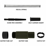 CERAKOTE OD GREEN | AR-15 Complete Compact Buffer Tube 3.5''-V2| BLACK CAP 