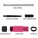 CERAKOTE PINK | AR-15 Complete Compact Buffer Tube 3.5''-V2| BLACK CAP 