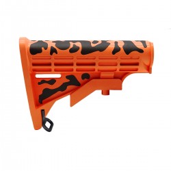 CERAKOTE CAMO| AR-15 Collapsible Standard Version Stock Body-Mil Spec| Black and Cerakote Orange CERAKOTE CAMO| AR-15 Collapsible Standard Version Stock Body-Mil Spec| Black and Cerakote Orange
