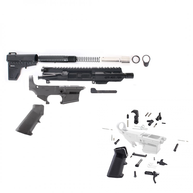 AR 9MM 4.5" Pistol Build Kit with Shockwave Stock Kit & USA Made 3...